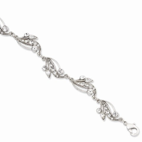 Silver-tone Swarovski Elements Bracelet w/ext, 7 inch w/ext, Jewelry Bracelets for Women