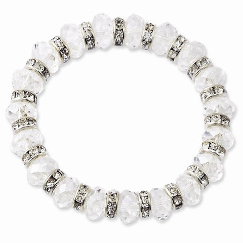 Silver-tone Clear Crystal Stretch Bracelet