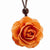 Lacquer Dipped Orange Rose Brown Cotton Cord Necklace