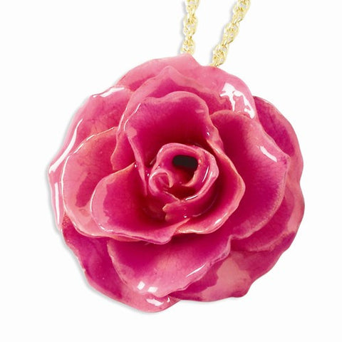 Lacquer Dipped Fuchsia Rose Gold-Tone Chain