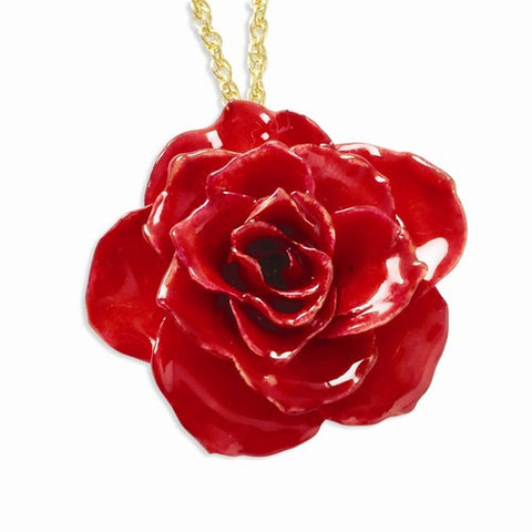 Lacquer Dipped Red Rose Gold-Tone Chain