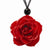 Lacquer Dipped Red Rose Black Cotton Cord Necklace