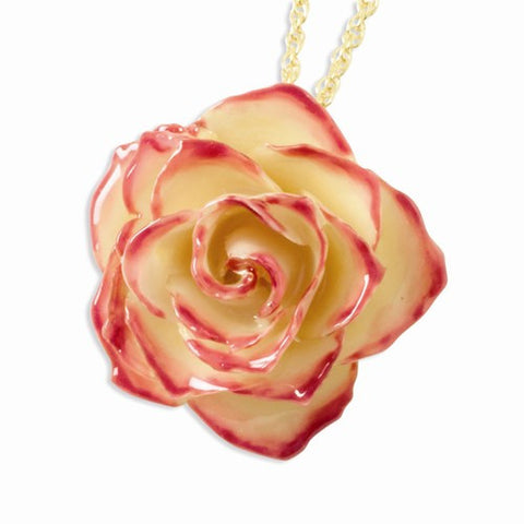 Lacquer Dipped Cream & Fuchsia Rose Gold-Tone Chain