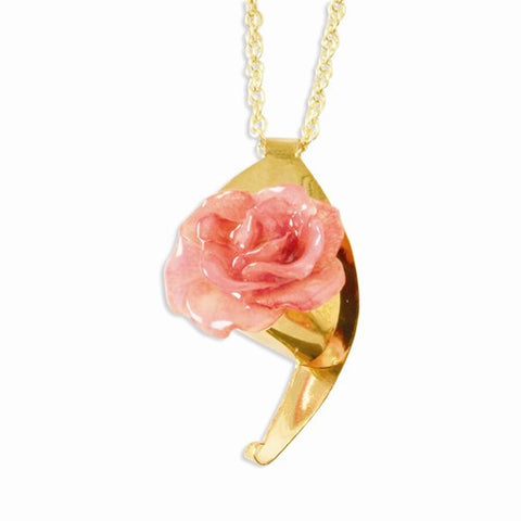 Lacquer Dipped Pink Rose Gold-Tone Chain