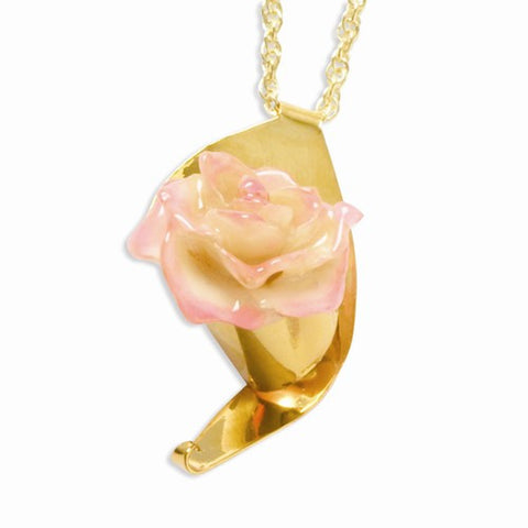 Lacquer Dipped Cream & Pink Rose Gold-Tone Chain