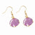 Lacquer Dipped 24k Gold Trim Lavender Rose Petal Dangle Earrings