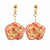 Lacquer Dipped Cream Fuchsia Rose Dangle Earrings