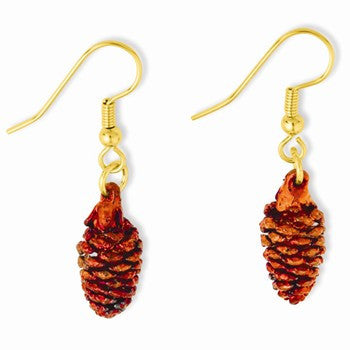 Iridescent Copper Dipped Pine Cone Dangle Earrings