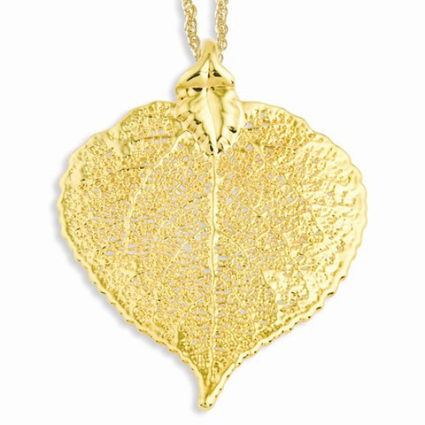24K Gold Dipped Aspen Leaf Gold-Plated Chain