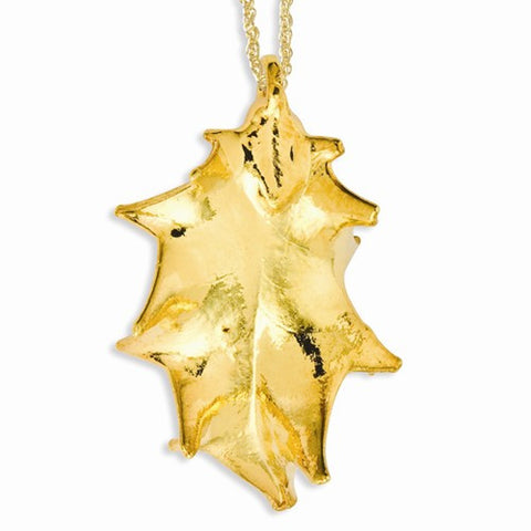 24K Gold Dipped Holly Leaf Gold-Tone Chain