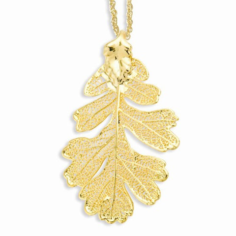 24K Gold Dipped Oak Leaf Gold-Tone Chain