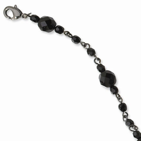 Black-plated Faceted Jet Glass Beads Bracelet