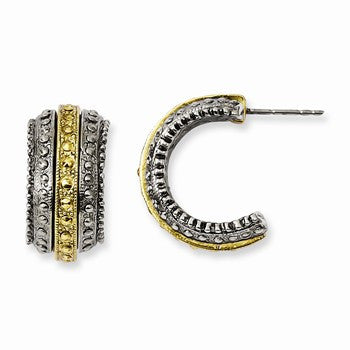 Silver-tone Brass Accent J Hoop Earrings