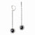 Silver-tone Hematite Clear Crystal Dangle Leverback Earrings
