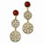 Gold-tone Red Acrylic Stone Post Dangle Earrings