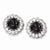Silver-tone Black Flowers Clear Crystal Post Earrings