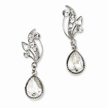 Silver-tone Swarovski Elements Post Dangle Earrings