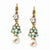 Gold-tone Glass Pearls Teal Beads Crystal Leverback Earrings