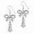 Silver-tone Bow w/Dangle Clear Crystals Dangle Earrings