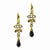 Gold-tone Swarovski Elements Black Bead Leverback Earrings