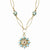 Gold-tone Faux Pearls & Teal Beads w/Red Crystal Necklace