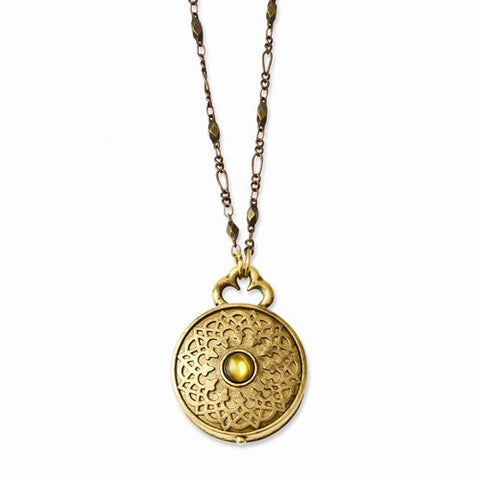 TRU Gold-tone w/Abalone Cabochon & Pewter Charm