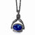Black-plated Lt & Dark Blue Crystal Spinning Pendant Necklace