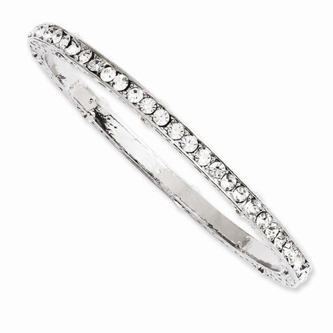 Silver-tone Clear Epoxy Stones Bangle