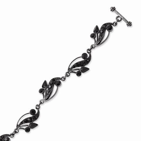 Black-plated Black Swarovski Elements Toggle Bracelet