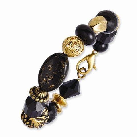 Gold-tone Acrylic Beads Bracelet