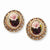 Rose-tone Rose Flower Decal Button Post Earrings