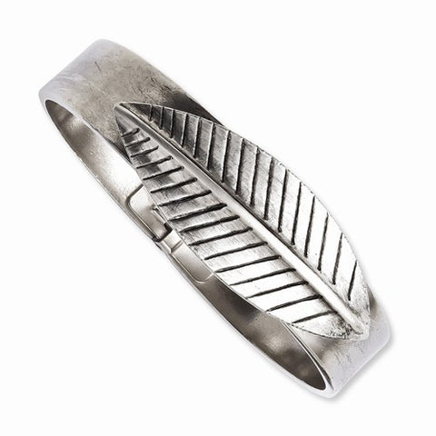 TRU Pewter Leaf Hinged Bangle
