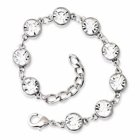 Silver-tone Clear Crystals Bracelet w/ext, 7 inch w/ext, Jewelry Bracelets for Women
