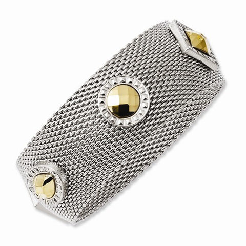 Laundry Silver-tone w/Simulated Gold-tone Stones Bangle