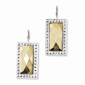 Laundry Silver-tone w/Simulated Gold-tone Stone Dangle Earrings