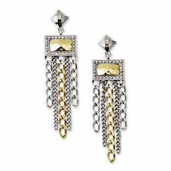 Laundry Silver-tone w/Simulated Gold-tone Stones Dangle Earrings