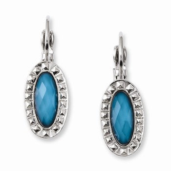 Laundry Silver-tone Blue Resin Stones Leverback Earrings