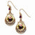 Rose-tone Dark Purple Crystal Floral Decal Dangle Earrings