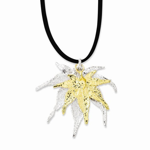 Silve and 24K Gold Dipped Japanese Maple Leaf Necklace