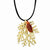 24K Gold Cypress Leaf, Iridescent Copper Dipped Pine Cone Leaf Necklace