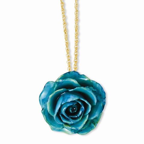 Lacquer Dipped Blue Rose Gold-Tone Chain