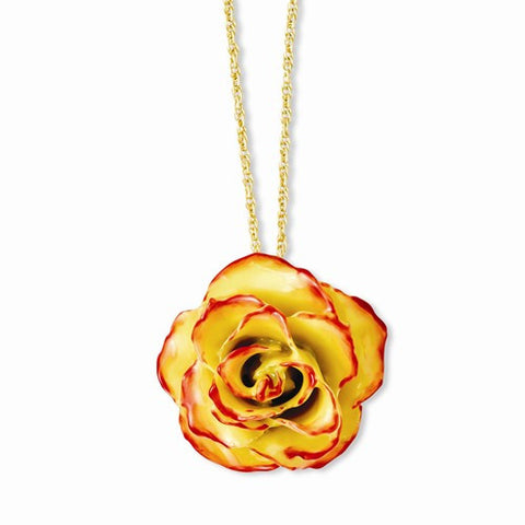 Lacquer Dipped Yello Red Rose Gold-Tone Chain