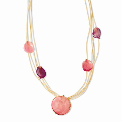 Lacquer Dipped Fuchsia Rose Petal Necklace
