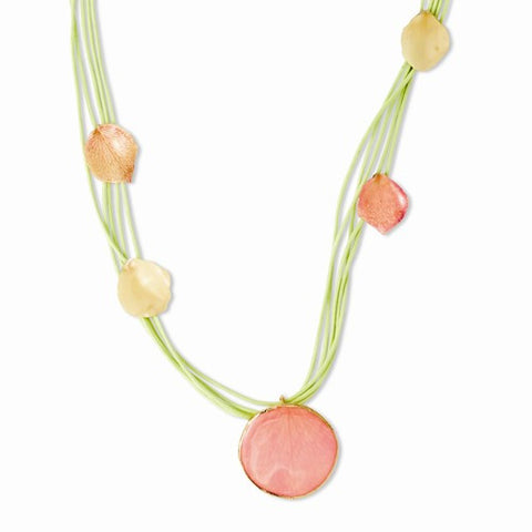Lacquer Dipped Pink Rose Petal Necklace