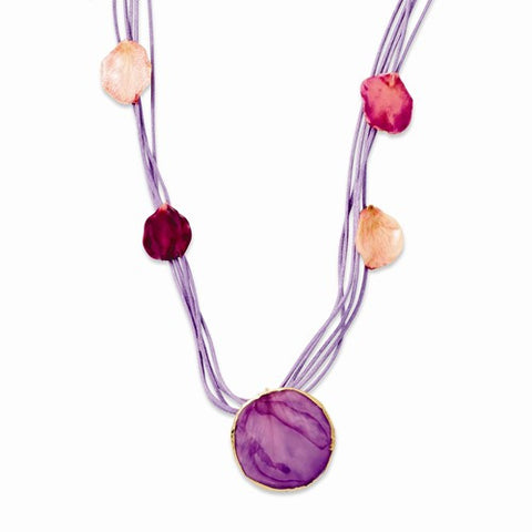 Lacquer Dipped Purple Rose Petal Necklace