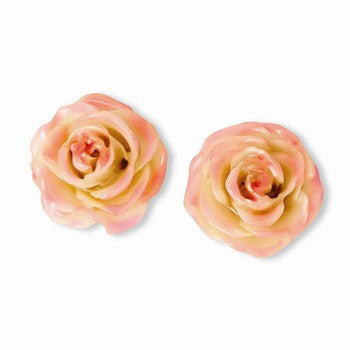 Lacquer Dipped Cream/Pink Rose Post Earrings