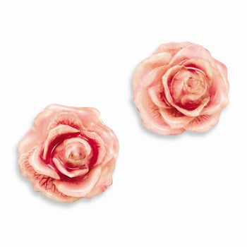 Lacquer Dipped Pink Rose Post Earrings