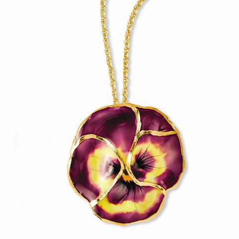 Lacquer Dipped Violet Pansy Necklace