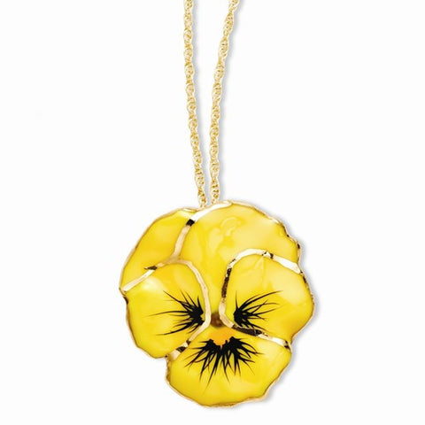 Lacquer Dipped Yellow Pansy Necklace