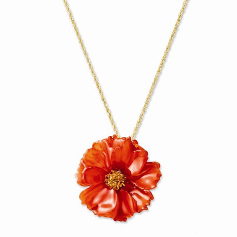 Lacquer Dipped Orange Cosmos Necklace